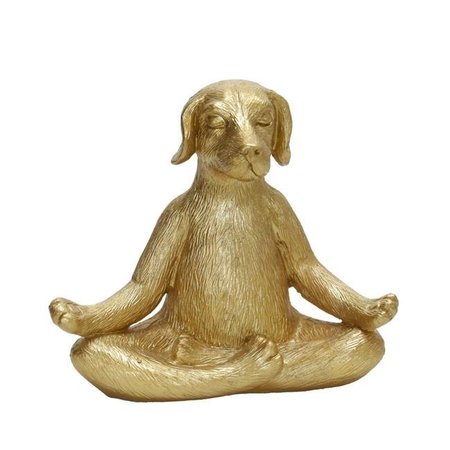 SAGEBROOK HOME Sagebrook Home 15095-01 7 in. Polyresin Yoga Dog Figurine; Gold 15095-01